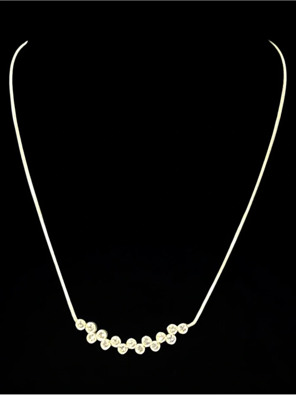 Gold Crystal Station Necklace for Women - Minimalist Sparkle adjustable